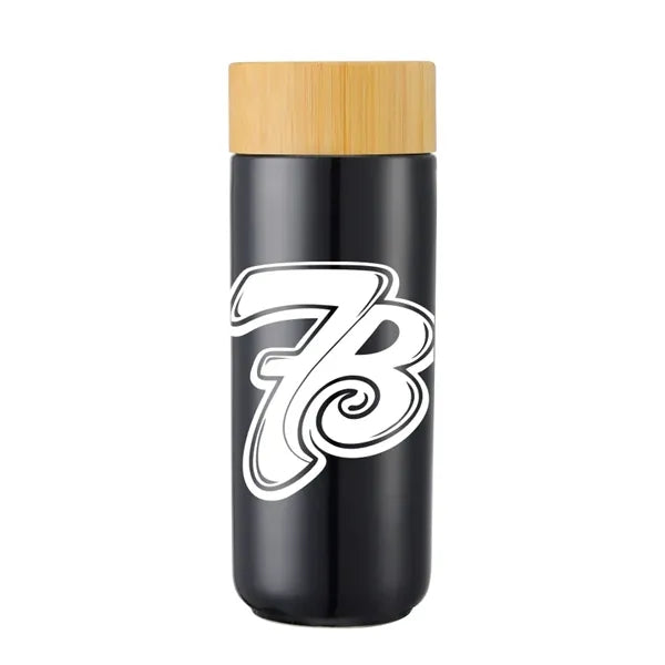 Union Printed - 10 Oz. Double Wall Ceramic Bottle w/ Bamboo