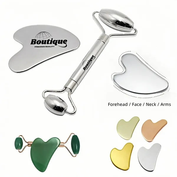 Stainless Steel Gua Sha And Facial Roller Gift Set
