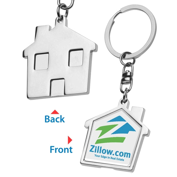 House Shaped Metal Keychain