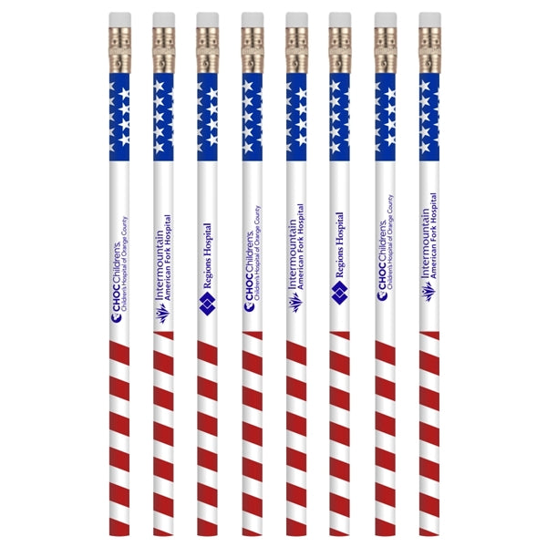 Union Printed - Patriotic USA Flag Foiled Pencils