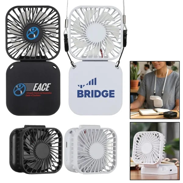Handheld Rechargeable Folding Mini USB Fan w/Lanyard