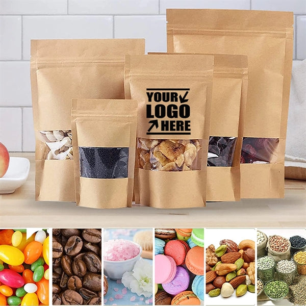 Reusable Kraft Ziplock Stand Up Pouch With Window