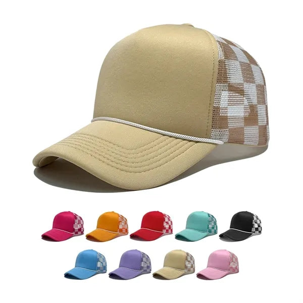 Plaid Mesh Trucker Cap