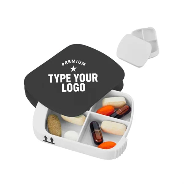 4-Section Travel Pill Box with Spinner Lid