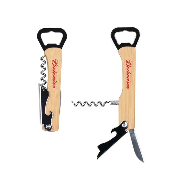 Union Printed - 4-in1 Durable Wood Wine Beer Opener w/ Knife