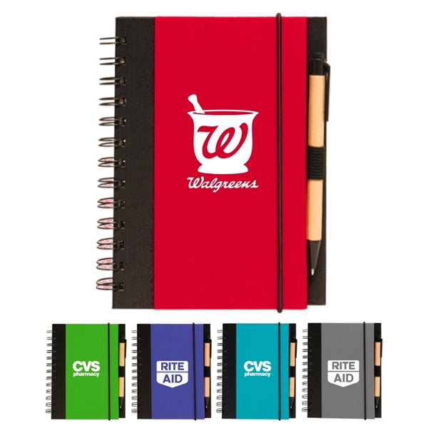 Union Printed, Eco Spiral Notebook Journal w/ Pen,