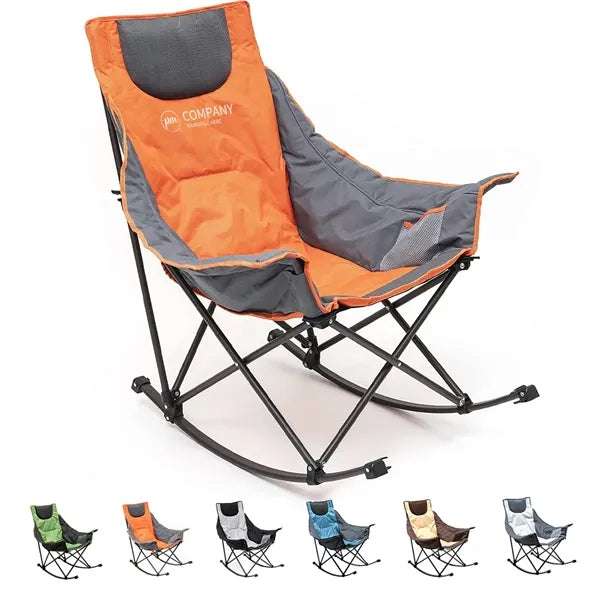 Oversized Folding Lawn Padded Recliner Rocking Camping Chair