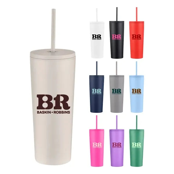 Union Printed - 24 Oz. Double Wall Tumbler w/ Leak Proof Str