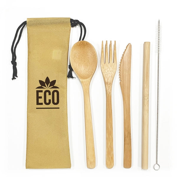 Bamboo Utensil and Straw Set