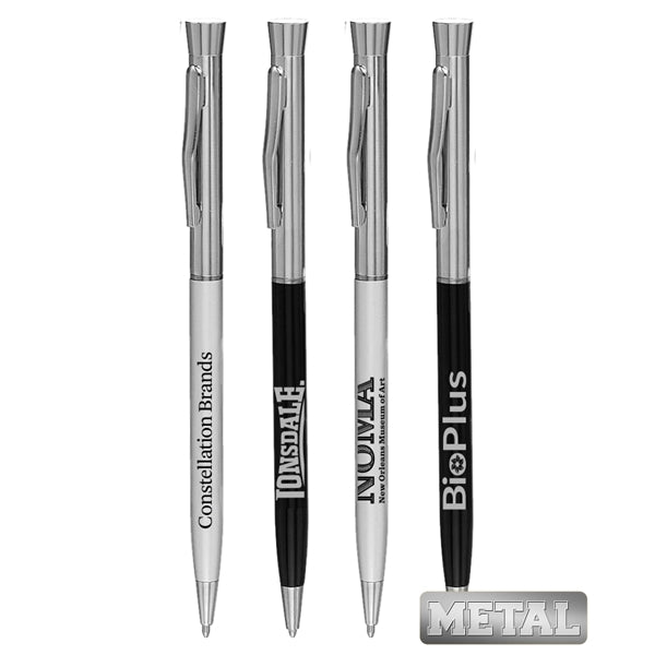 Union Printed, Promotional slender Metal Hotel Twister Pens