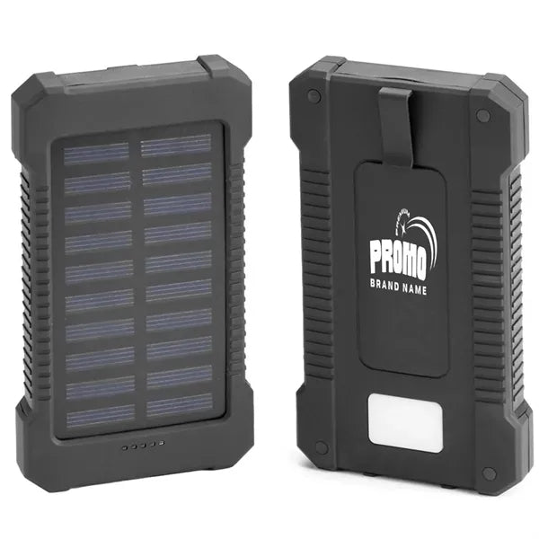 10,000-mAh Solar Power Bank W/ Flashlight compass Carabiner