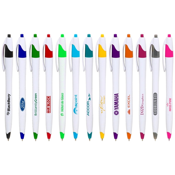 Union Printed, "Elegant" Clicker Pen - White Barrels