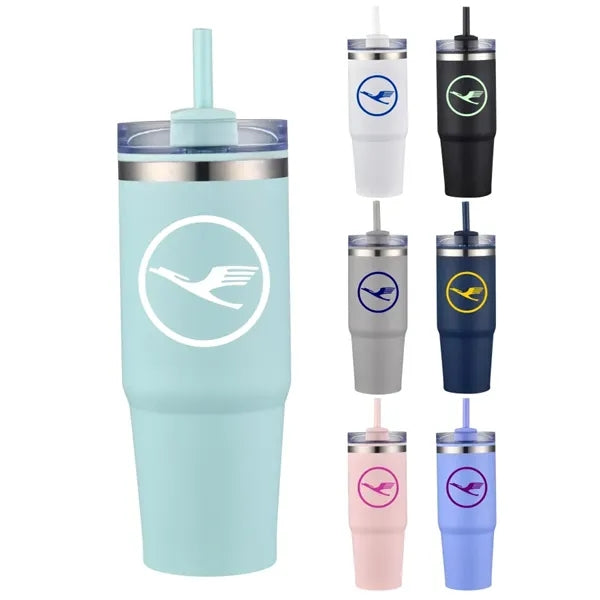 Union Printed - 30 Oz. Double Wall Tumbler w/ Straw