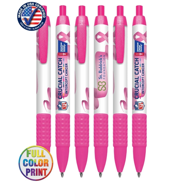 Union Printed, Certified USA Made "Breast Cancer" Click Grip