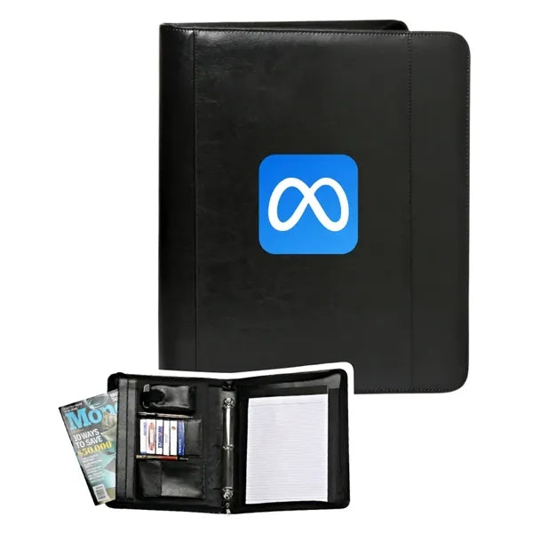 Union Printed Deluxe 3-Ring Zippered Portfolios - One Color