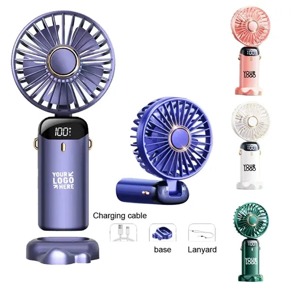 Usb Rechargeable Desk Handheld Fold Mini Fan with Lanyard