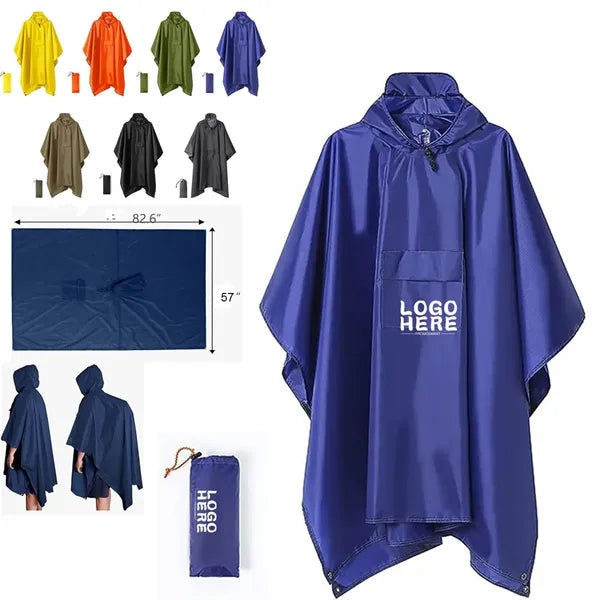 Hooded Rain Poncho Waterproof Raincoat Jacket with Pocket