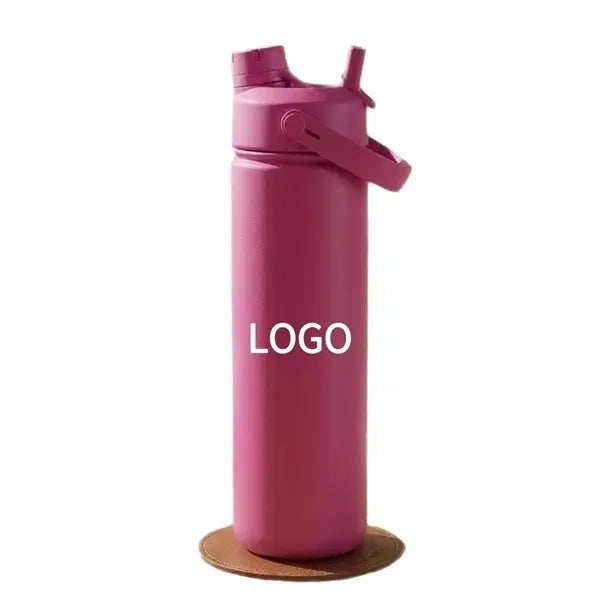 24 oz Insulated Water Bottle with 2in1 Straw and Spout Lid