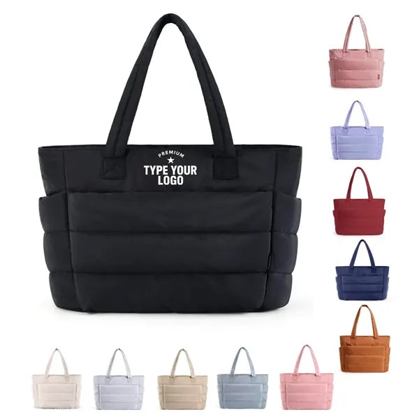 Puffy Tote Bag with Compartments Shoulder Bag Handbag