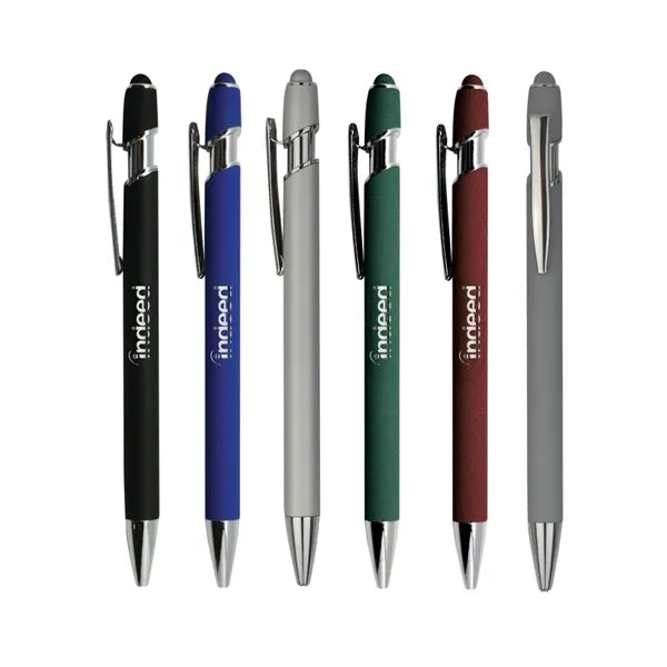 Soft Rubber Finish Click Metal Ballpoint Stylus Pen