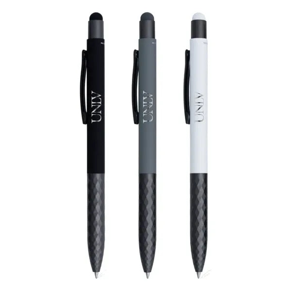 Geometric Stylus Soft Touch Gel Click Recycled Aluminum pen