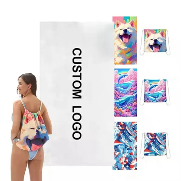 27.5" x 55" Microfiber Towel & Drawstring Bag