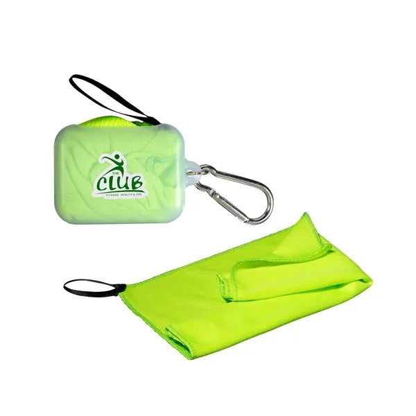 Cooling Towel In Carabiner Case.