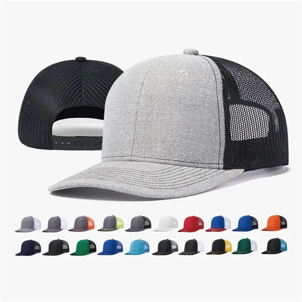 6-Panel Mid-Profile Structured Trucker Hat with Mesh Back