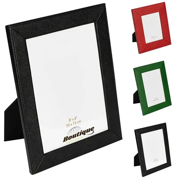 Leather Picture Photo Frame Leather Border Fabric Easel