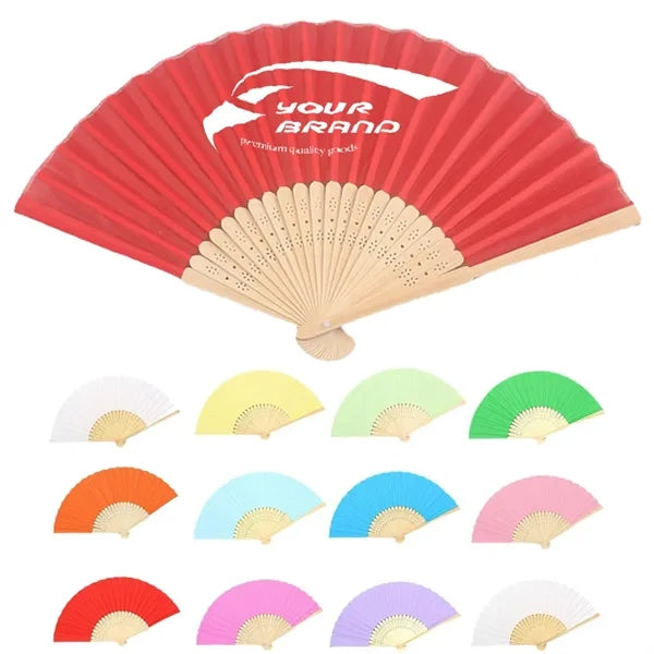 Custom Printing DIY Foldable Handheld Bamboo Paper Fan