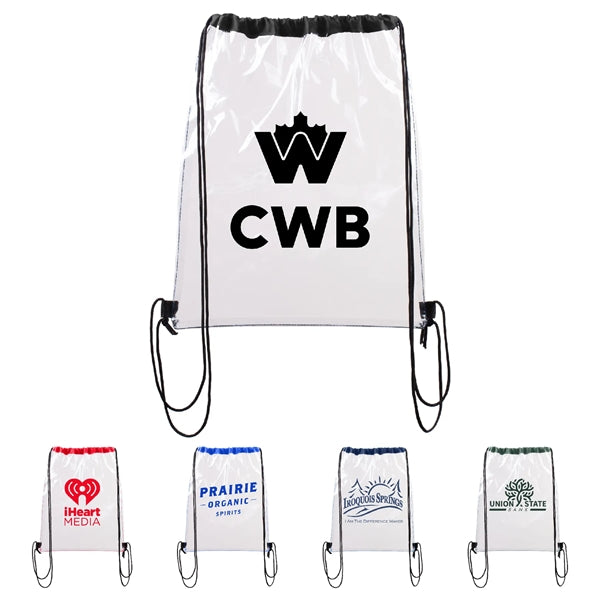 Vinyl Clear Waterproof Stadium Drawstring Gym&Sport Backpack