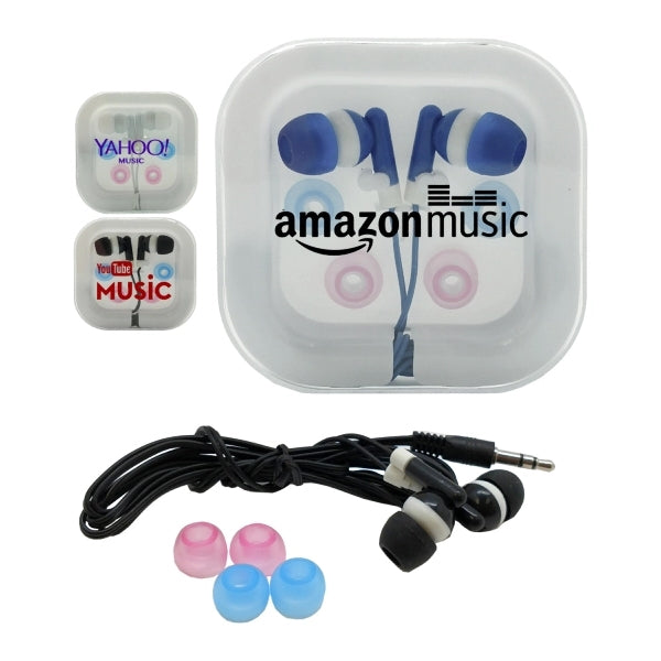 Earphones with Case & Interchangeable Earbuds