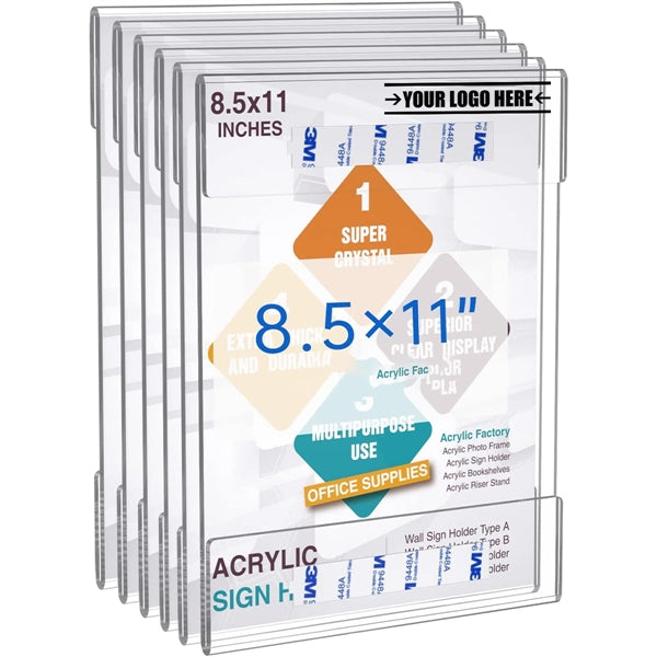 Clear Acrylic Sign Holder 8.5 X 11 Inches Wall Mount Frame