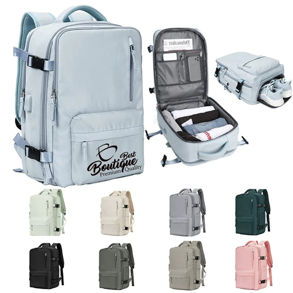 Expandable Flight Approved Backpack With Shoe Compartment