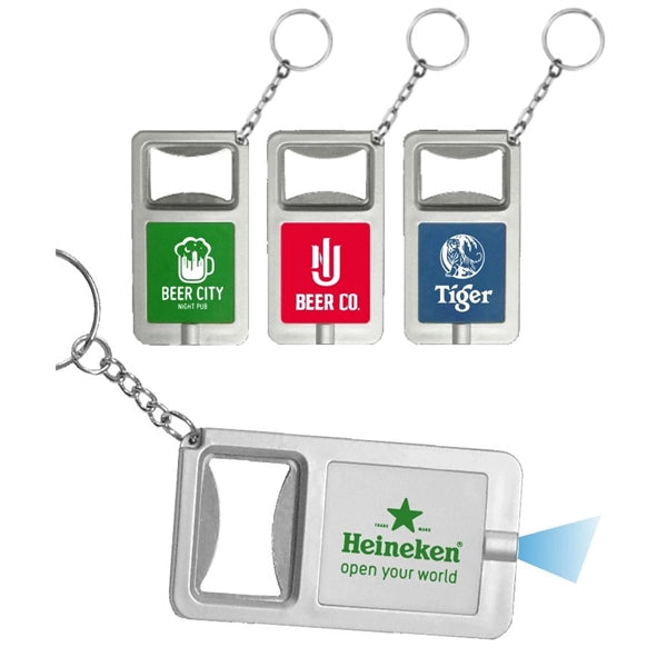 Union Printed, Bottle Opener With LED Flashlight Keychain