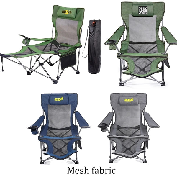 Portable Mesh Camping Lounge Reclining Chair with Footrest