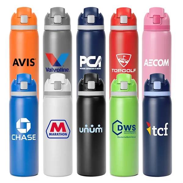Two-Toned 27oz. Stainless Steel Pop Straw Bottle