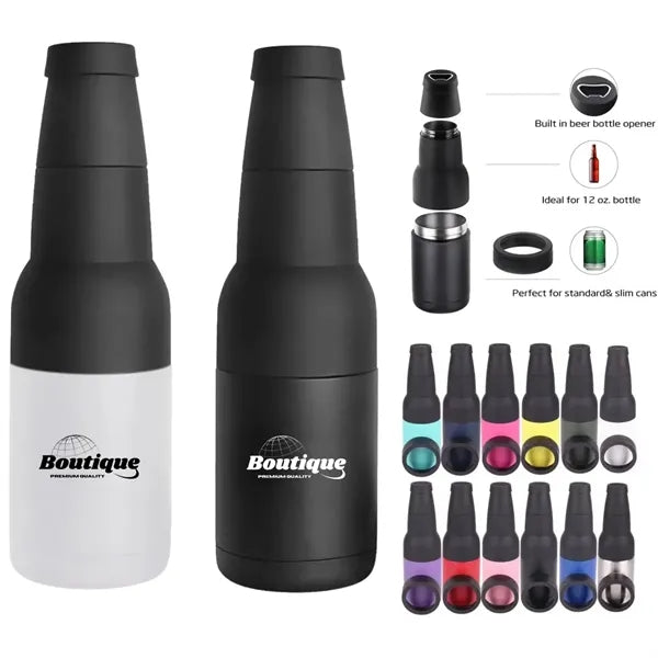 3-In-1 Insulated Can Cooler With Bottle Opener