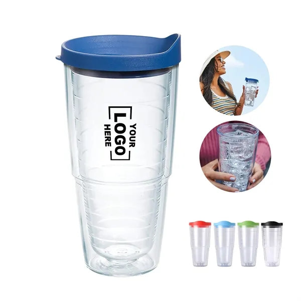 24 oz Clear Plastic Double Wall Tumbler Cup