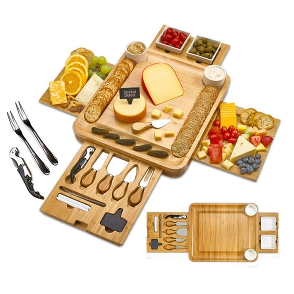 4 Drawers Bamboo Cheese Board Set