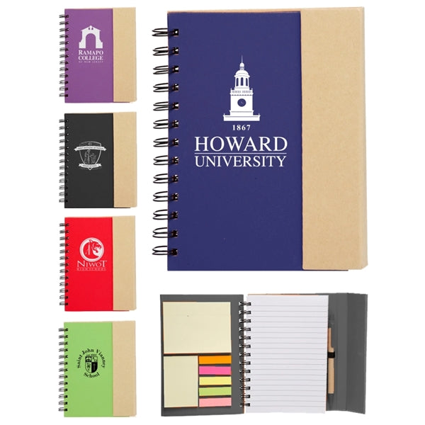 Eco Magnetic Notebook W/Sticky Notes and Flags & Pen