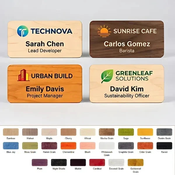 Printed Real Wood Name Badge