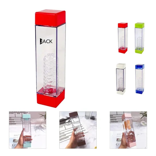 Square Water Bottle With Fruit Infuser 16 oz