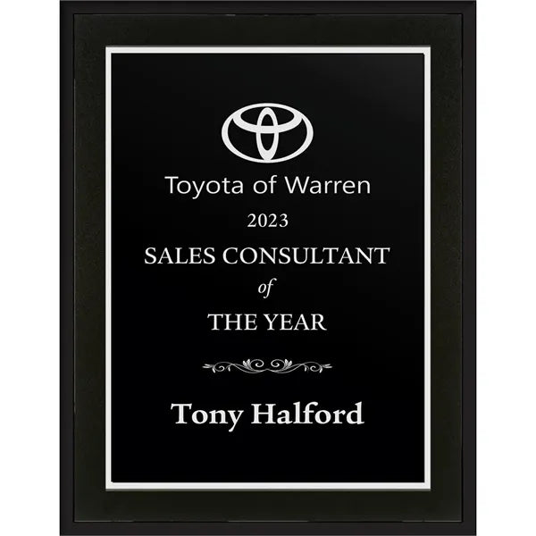 Modern Black Plaque With Blk & Silver Plate