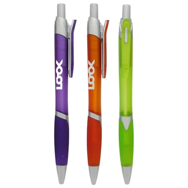 Union Printed, Frosted Colored "Elect" Click Pen with Grip