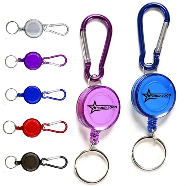 Stainless Steel Retractable Carabiner Recoil Chain Ring