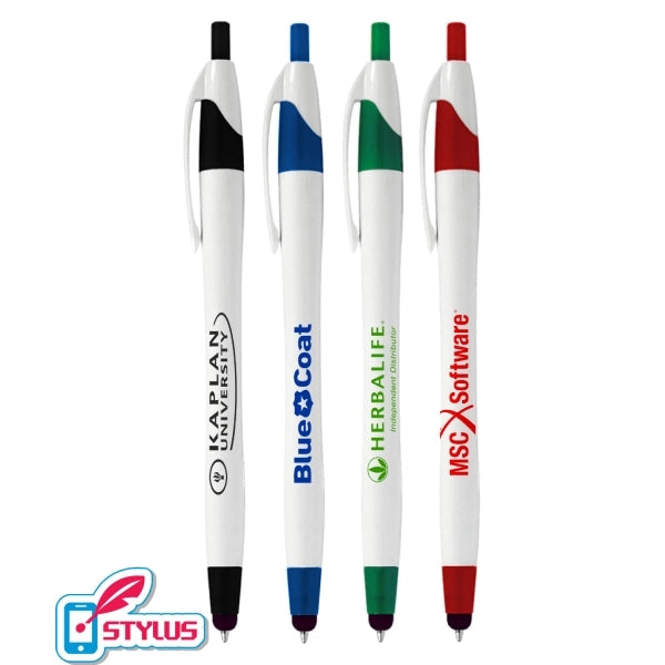 Union Printed, White "Elegant" Stylus Click Pen