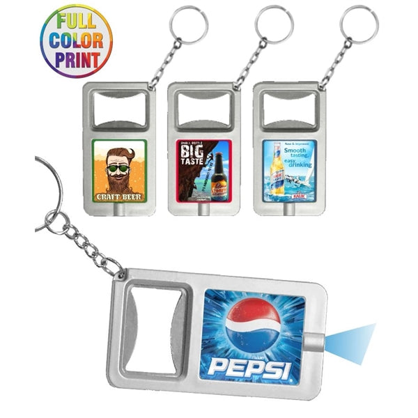 Bottle Opener with Led Flashlight Keychain /Full Color Print