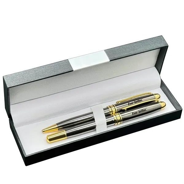 Deluxe Double Pen Set with Danish Ballpoint & Rollerball