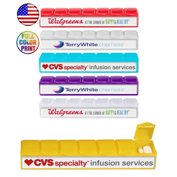 Union Printed, USA Made 7 Day Pill Box Planner - Full Color